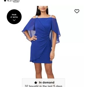 MSK Royal Blue Asymmetrical Cold Shoulder Dress